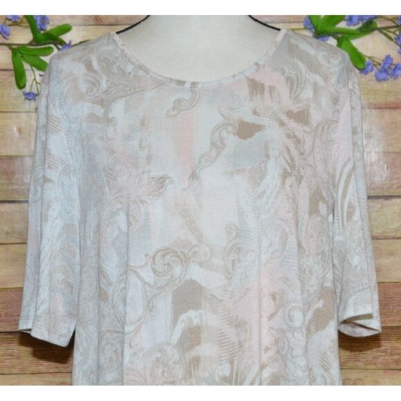 NWT Chico's CoziSoft Neutral Short Sleeve Blouse T-Shirt Top Size 2 US L - Picture 2 of 12